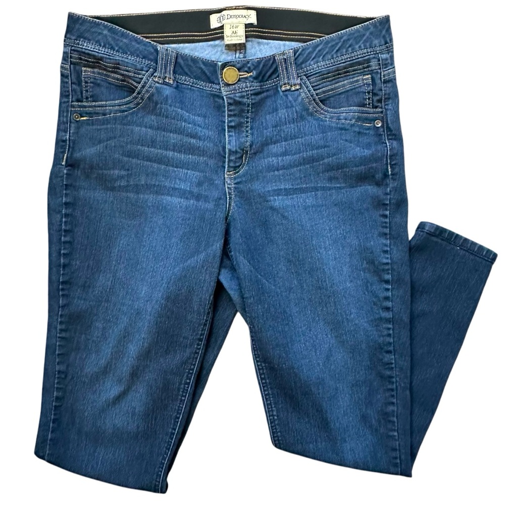 DEMOCRACY 9.5" Rise Ankle Crop Indigo Dark Wash Denim Skinny Jeans Plus Size 16W